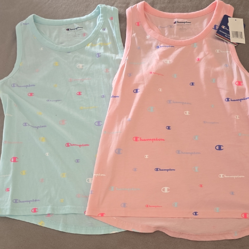 Champion Pink and Green Tank Tops with Relaxed Fit